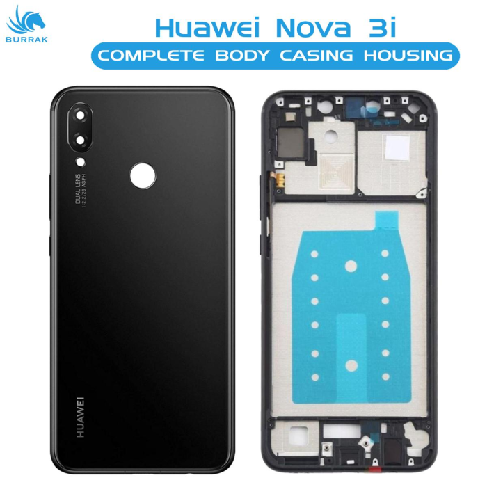 Huawei Nova 3i Housing Middle Frame With Side Button and Camera Lens Complete Body Casing Replacement For Nova 3i - Black - Image 2 Huawei Nova 3i Housing Middle Frame With Side Button and Camera Lens Complete Body Casing Replacement For Nova 3i - Black - Image 2