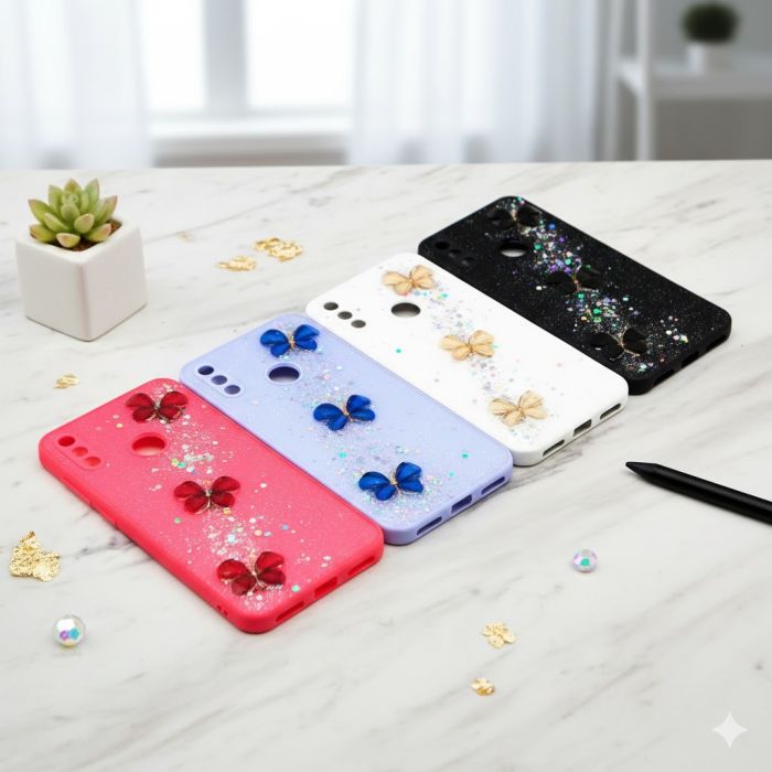 Huawei Y7 2019 Glitter Flower Mobile Cover - Image 2 Huawei Y7 2019 Glitter Flower Mobile Cover - Image 2