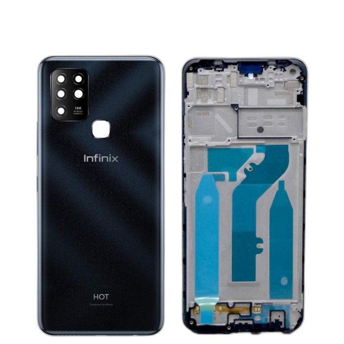 Infinix Hot 10 Housing Middle Frame With Side Button and Camera Lens Complete Body Casing Replacement For Hot 10 - Black - Image 2 Infinix Hot 10 Housing Middle Frame With Side Button and Camera Lens Complete Body Casing Replacement For Hot 10 - Black - Image 2