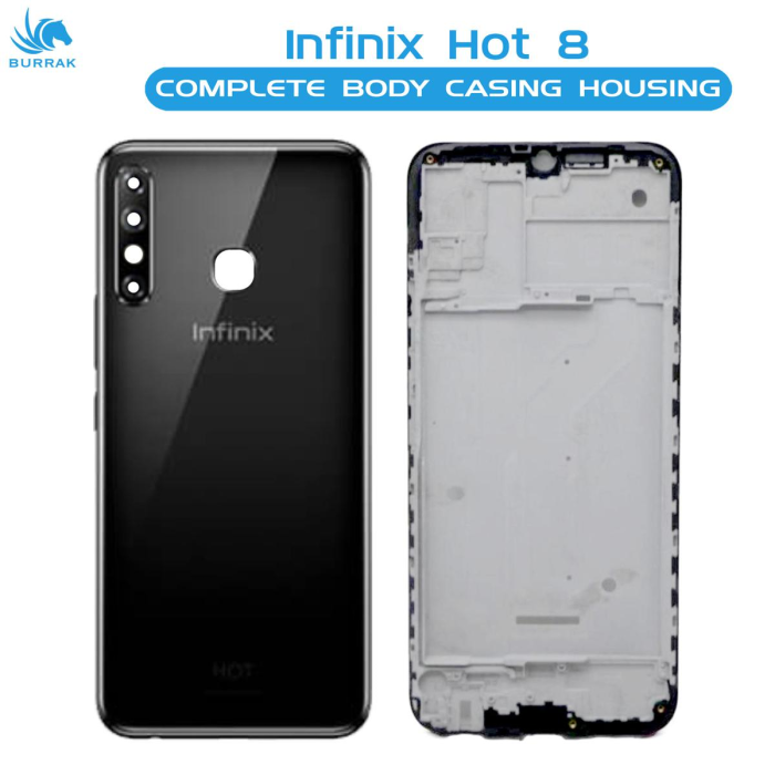 Infinix Hot 8 Housing Middle Frame With Side Button and Camera Lens Complete Body Casing Replacement For Hot 8 - Black - Image 2 Infinix Hot 8 Housing Middle Frame With Side Button and Camera Lens Complete Body Casing Replacement For Hot 8 - Black - Image 2