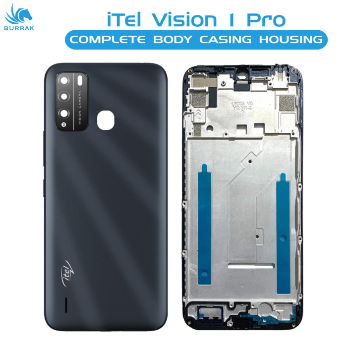 iTel Vision 1 Pro Housing Middle Frame With Side Button and Camera Lens Complete Body Casing Replacement For Vision 1 Pro - Black - Image 2 iTel Vision 1 Pro Housing Middle Frame With Side Button and Camera Lens Complete Body Casing Replacement For Vision 1 Pro - Black - Image 2