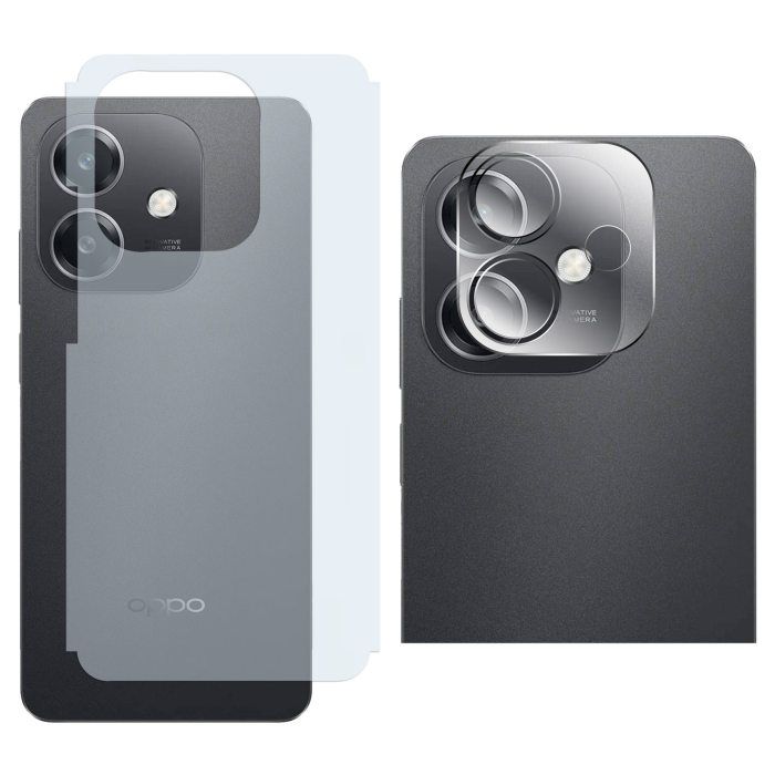 Oppo A3 Back Protector Carbon Fiber Matte Soft Skin Sheet + Rear Camera 9H Gorilla Flexible Protectior - Image 2