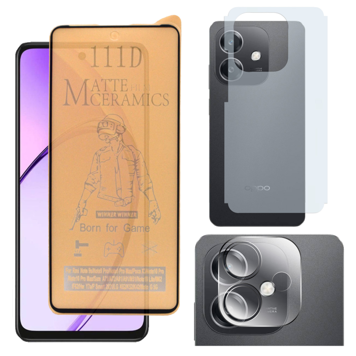 Oppo A3 Matte Glass Protector Ceramic + Back Carbon Fiber Soft Skin Sheet Rear Camera 9H Gorilla Flexible Protectior - Image 2 Oppo A3 Matte Glass Protector Ceramic + Back Carbon Fiber Soft Skin Sheet Rear Camera 9H Gorilla Flexible Protectior - Image 2