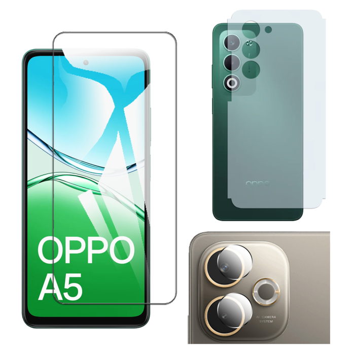 Oppo A5 2025 Glass Protector Polish Screen Tempered + Back Carbon Fiber Matte Soft Skin Sheet Rear Camera 9H Gorilla Flexible - Image 2 Oppo A5 2025 Glass Protector Polish Screen Tempered + Back Carbon Fiber Matte Soft Skin Sheet Rear Camera 9H Gorilla Flexible - Image 2