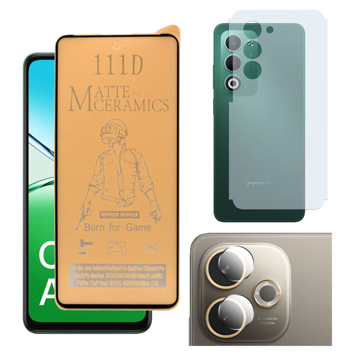 Oppo A5 2025 Matte Glass Protector Ceramic + Back Carbon Fiber Soft Skin Sheet Rear Camera 9H Gorilla Flexible - Image 2 Oppo A5 2025 Matte Glass Protector Ceramic + Back Carbon Fiber Soft Skin Sheet Rear Camera 9H Gorilla Flexible - Image 2
