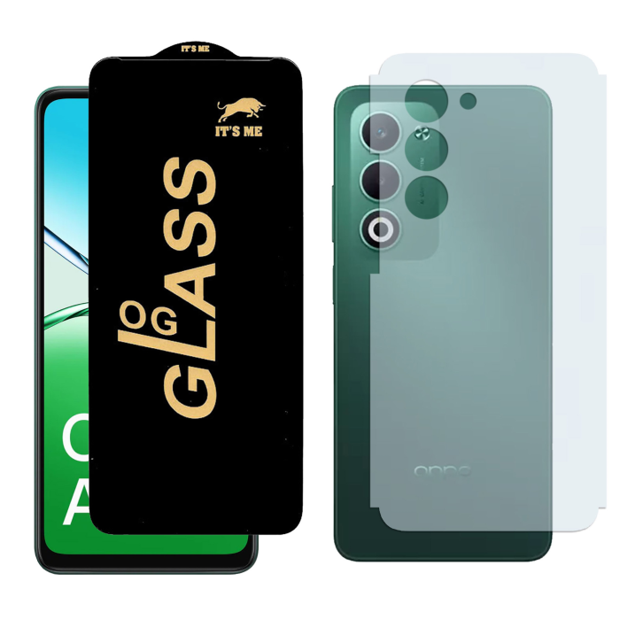 Oppo A5 2025 OG Glass Protector HD Plus Premium Quality + Back Carbon Fiber Matte Soft Skin Sheet - Image 2 Oppo A5 2025 OG Glass Protector HD Plus Premium Quality + Back Carbon Fiber Matte Soft Skin Sheet - Image 2