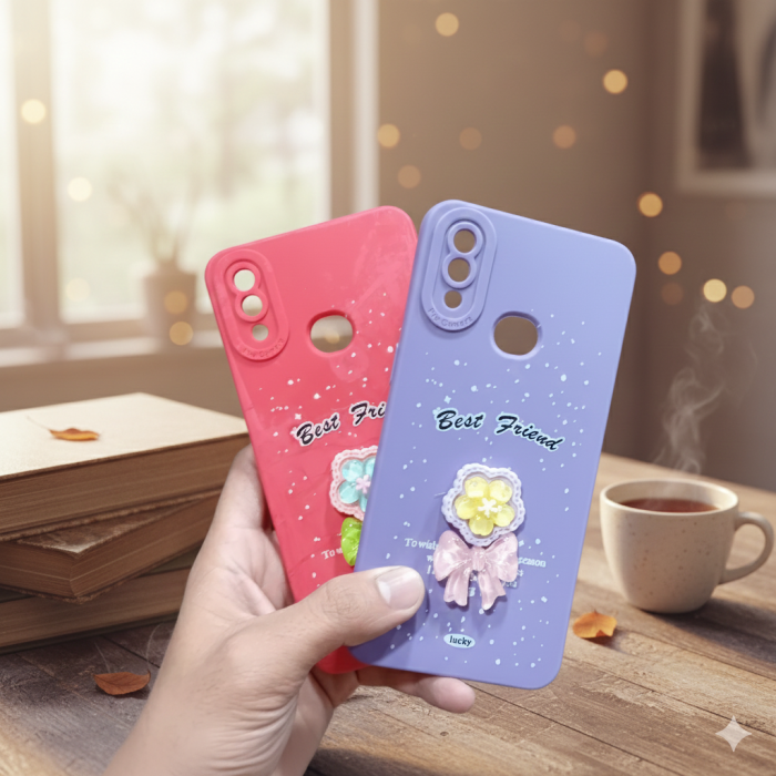 Oppo Reno 4 Glittering Floral Pattern Mobile Cover - Image 2 Oppo Reno 4 Glittering Floral Pattern Mobile Cover - Image 2