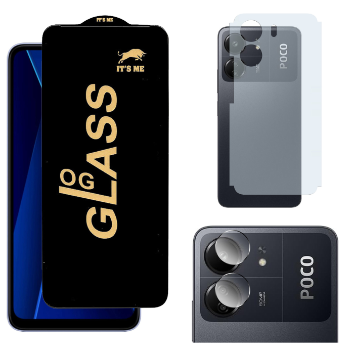 Poco C65 3-in-1 Kit: OG Glass + Carbon Back Camera Protector - Image 2 Poco C65 3-in-1 Kit: OG Glass + Carbon Back Camera Protector - Image 2