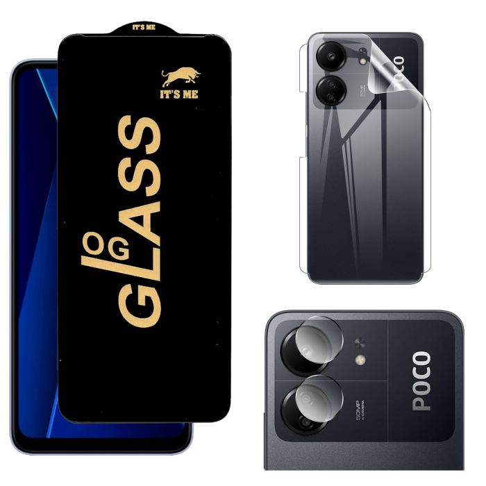 Poco C65 360° Clear Kit: OG Glass + Back Jelly Camera Guard - Image 2 Poco C65 360° Clear Kit: OG Glass + Back Jelly Camera Guard - Image 2