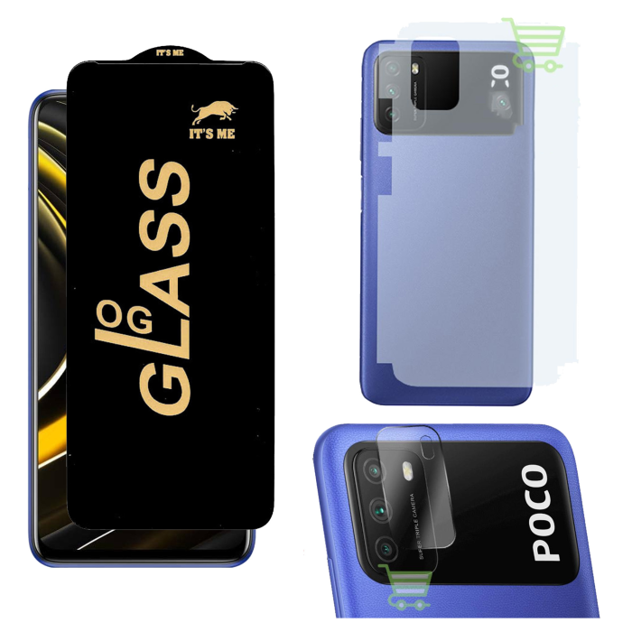 Poco M3 3-in-1 Kit: OG Glass + Carbon Back Camera Protector - Image 2 Poco M3 3-in-1 Kit: OG Glass + Carbon Back Camera Protector - Image 2