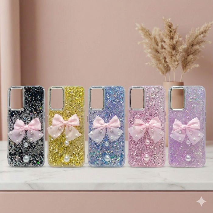 Realme 9i Radiant Ribbon Glitter Bow Mobile Cover - Image 2 Realme 9i Radiant Ribbon Glitter Bow Mobile Cover - Image 2