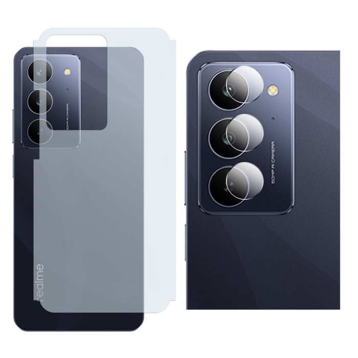 Realme C75x Back Protector Carbon Fiber Matte Soft Skin Sheet + Rear Camera 9H Gorilla Flexible Protectior - Image 2 Realme C75x Back Protector Carbon Fiber Matte Soft Skin Sheet + Rear Camera 9H Gorilla Flexible Protectior - Image 2