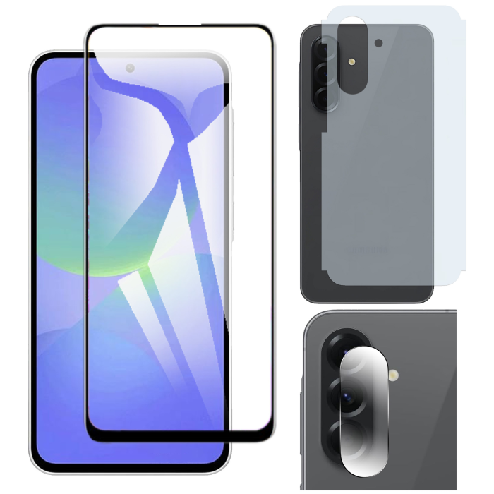 Samsung A36 Glass Protector 5D-10D-11D-21D-9D Full Coverage + Back Carbon Fiber Matte Soft Skin Sheet Rear Camera 9H Gorilla Flexible Protectior For Galaxy - Image 2