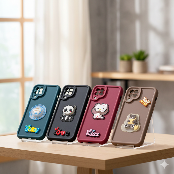 Samsung Galaxy A22 Cute Kitty Blinking Lights Soft Colorful Mobile Cover - Image 2