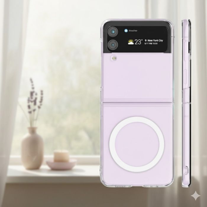 Samsung Galaxy Z Flip 4 Magnetic Magsafe Transparent Mobile Cover - Image 2 Samsung Galaxy Z Flip 4 Magnetic Magsafe Transparent Mobile Cover - Image 2