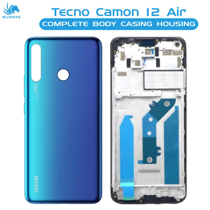 Tecno Camon 12 Air Housing Middle Frame With Side Button and Camera Lens Complete Body Casing Replacement For Camon 12 Air - Blue - Image 2 Tecno Camon 12 Air Housing Middle Frame With Side Button and Camera Lens Complete Body Casing Replacement For Camon 12 Air - Blue - Image 2