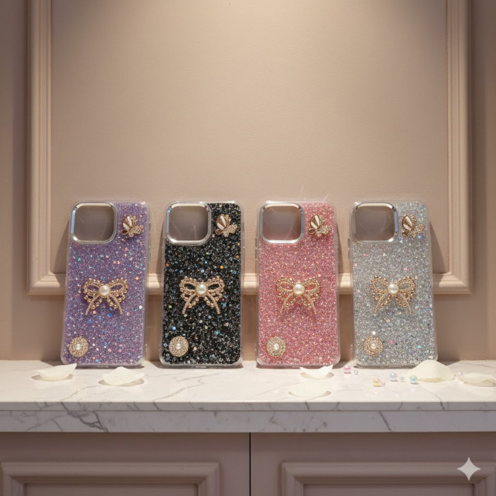 Tecno Spark 40c Glitter Butterfly Stone Mobile Cover - Image 2 Tecno Spark 40c Glitter Butterfly Stone Mobile Cover - Image 2