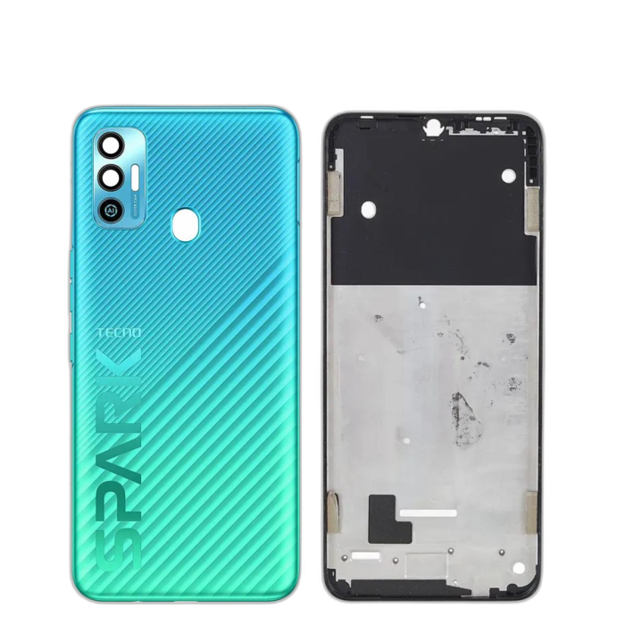 Tecno Spark 7t Housing Middle Frame With Side Button and Camera Lens Complete Body Casing Replacement For Spark 7t - Blue - Image 2 Tecno Spark 7t Housing Middle Frame With Side Button and Camera Lens Complete Body Casing Replacement For Spark 7t - Blue - Image 2