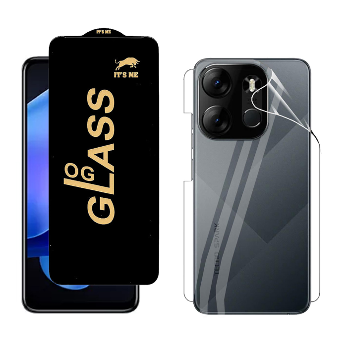 Tecno Spark Go (2023) Protection Pack: OG Glass + Clear Back Jelly Film - Image 2 Tecno Spark Go (2023) Protection Pack: OG Glass + Clear Back Jelly Film - Image 2