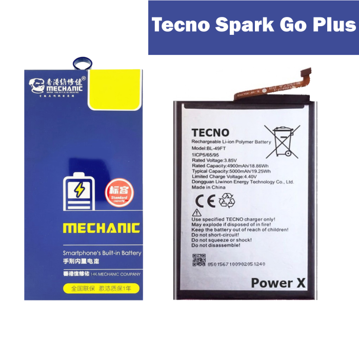 Tecno Spark Go Plus Battery Replacement - Mechanics 4000mAh (BL-39LT) - Image 2 Tecno Spark Go Plus Battery Replacement - Mechanics 4000mAh (BL-39LT) - Image 2