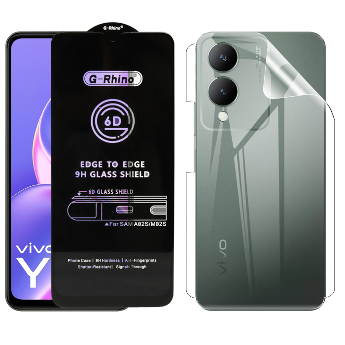 Vivo Y17s Protection Pack: OG Glass + Clear Back Jelly Film - Image 2 Vivo Y17s Protection Pack: OG Glass + Clear Back Jelly Film - Image 2