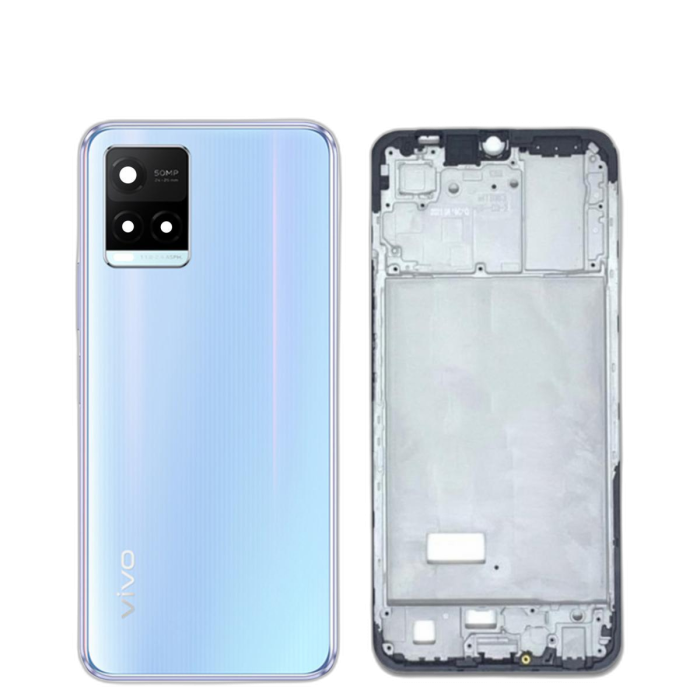 Vivo Y21s Housing Middle Frame With Side Button and Camera Lens Complete Body Casing Replacement For Y21s - White - Image 2 Vivo Y21s Housing Middle Frame With Side Button and Camera Lens Complete Body Casing Replacement For Y21s - White - Image 2