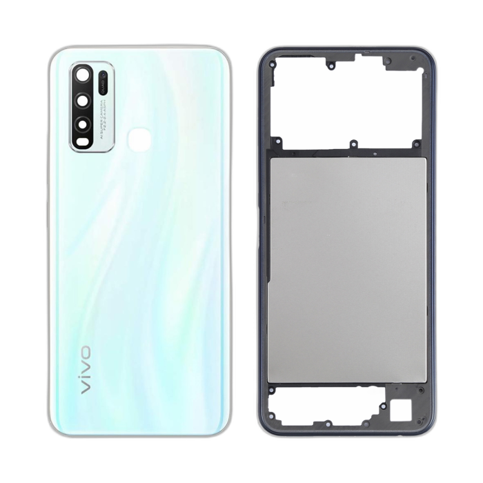 Vivo Y30 Housing Middle Frame With Side Button and Replacement Battery Back Door For Y30 - White - Image 2 Vivo Y30 Housing Middle Frame With Side Button and Replacement Battery Back Door For Y30 - White - Image 2