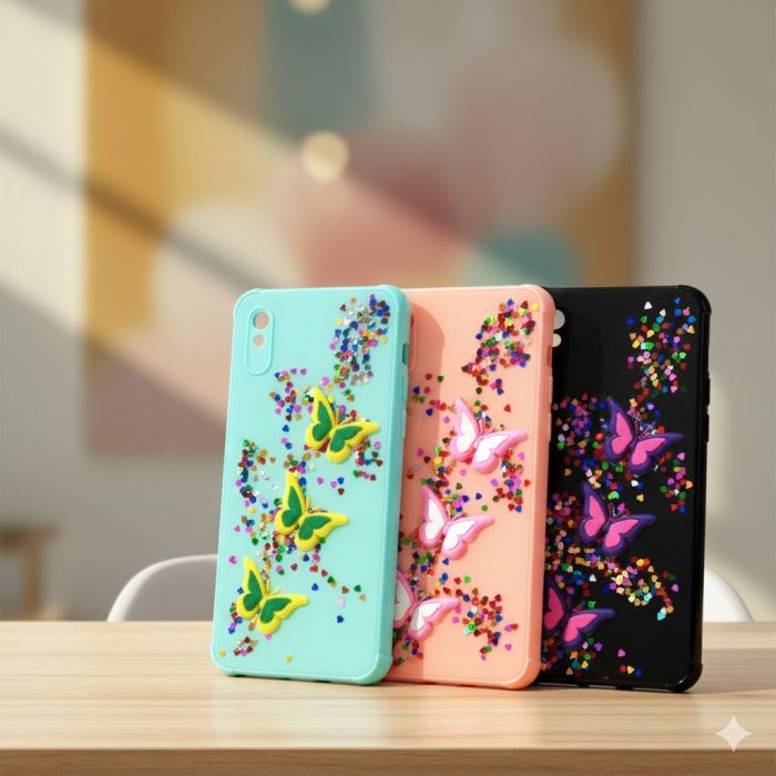 Xiaomi Redmi 9A Glitter Butterfly Mobile Cover - Image 2 Xiaomi Redmi 9A Glitter Butterfly Mobile Cover - Image 2