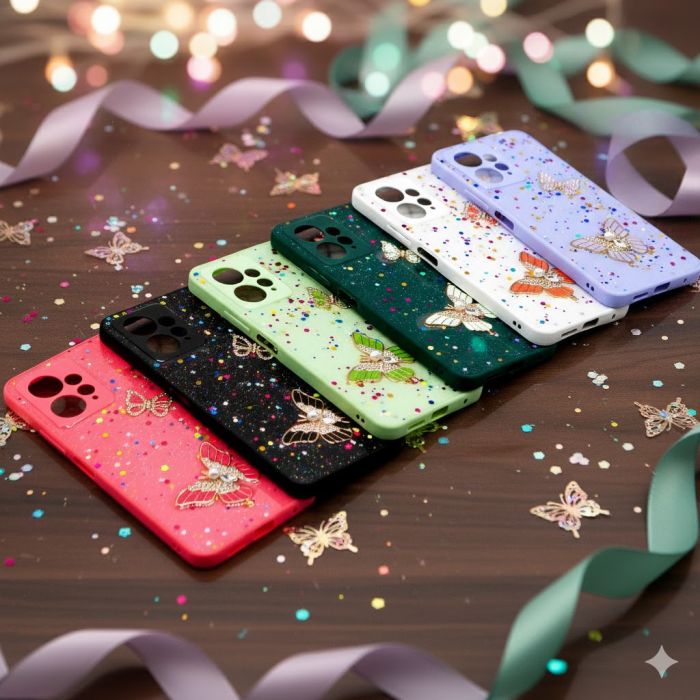 Xiaomi Redmi Note 12 4G Glitter Butterfly Style Mobile Cover - Image 2 Xiaomi Redmi Note 12 4G Glitter Butterfly Style Mobile Cover - Image 2