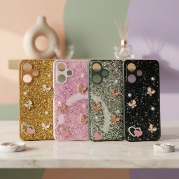 Premium Multicolor Glitter Case for Infinix Hot 30 Play with Heart Stone