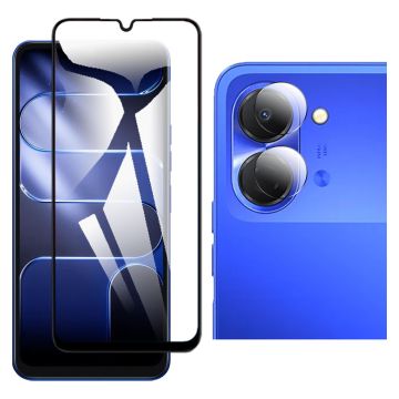 Tecno Spark Go 3 9D Glass Edge to Edge Full Protection + 9H Back Camera Lens Protector 2-in-1 Combo Protection