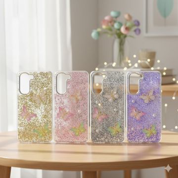 Elegant Girlish Vivo Y04 Cover Featuring Sparkly Crystal Butterfly Design