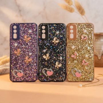 Premium Multicolor Glitter Case for Vivo Y20A with Heart Stone