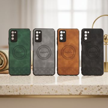 Samsung A03s Back Cover Premium Leather Magnetic Circle Back Cover For Samsung A03s Shockproof Protective Case