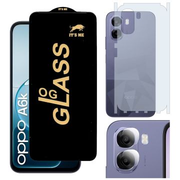 Oppo a6k HD OG Premium Quality Glass + Back Matte Thin Sheet Protector + 9H Back Camera Lens Protector 3-in-1 Pack