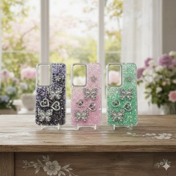 Premium Infinix Hot 60 Back Cover Featuring Shimmering Butterfly Motif and Crystal Accents