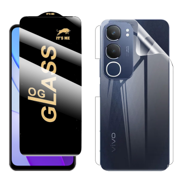 2-in-1 360 Protection for Vivo Y19s Pro : HD Glass + Back Jelly - Image 2