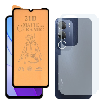 2-in-1 Full Matte Pack for Vivo Y19s Pro: Ceramic + Back - Image 2