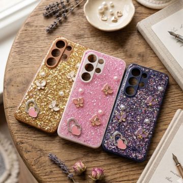 Premium Multicolor Glitter Case for iTel S26 Ultra with Heart Stone