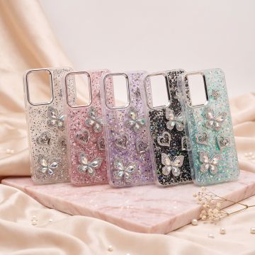 Oppo A6s Shining Glitter Multicolor Butterfly Girls Case