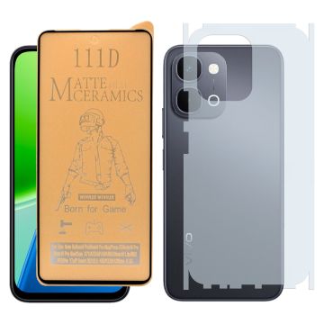 Vivo Y31d Ceramic Matte Glass Unbreakable Protector + Back Matte Thin Sheet Protector 2-in-1 Protection Bundle