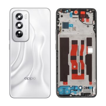 Oppo Reno 12 Full Body Housing - Complete Casing with Middle Frame, Back Door, Buttons & Lens - Silver
