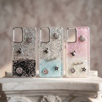 Samsung A72 Girly Glitter Case Good Luck Heart Edition
