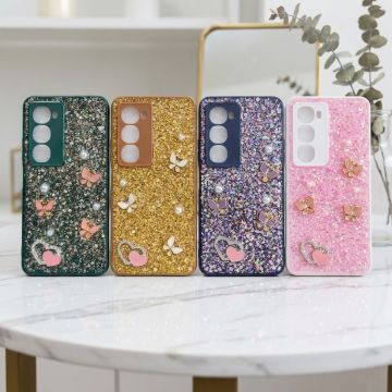 Premium Multicolor Glitter Case for iTel City 100 with Heart Stone