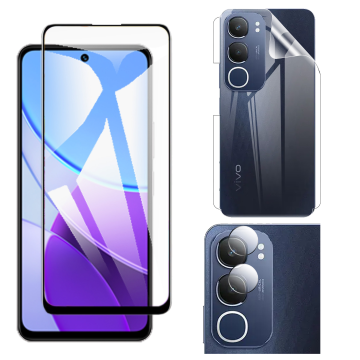 3-in-1 360 Clear Bundle for Vivo Y19s Pro: 9D + Jelly Camera - Image 2