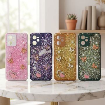 Premium Multicolor Glitter Case for Realme C35 with Heart Stone