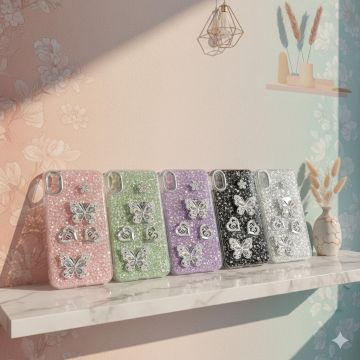 Premium Apple iPhone Xs Max Back Cover Featuring Shimmering Butterfly Motif and Crystal Accents