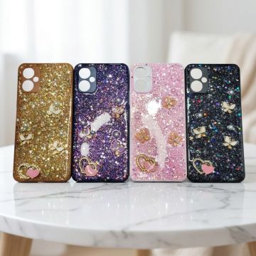 Premium Multicolor Glitter Case for Tecno Camon 19 Neo with Heart Stone