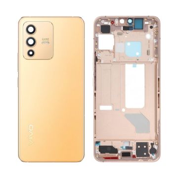 Vivo V23 5g Full Body Housing - Complete Casing with Middle Frame, Back Door, Buttons & Lens - Golden