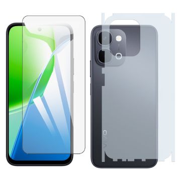 Vivo Y31d Polish Tempered Glass Premium Quality + Back Matte Thin Sheet Protector 2-in-1 Combo Deal